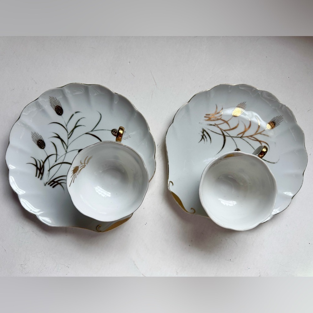 Vintage Pair of Lefton China Snack Plates and Teacups
